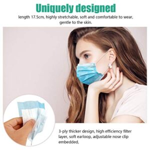 Wecolor 100 Pcs Disposable 3 Ply Earloop Face Masks, Suitable for Home, School, Office and Outdoors (Blue)