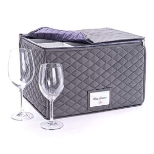 wine glass storage – protective container box for stemware – holds 12 red or white wine glasses – padded glassware storage case with dividers, great for protecting or moving tall glassware.
