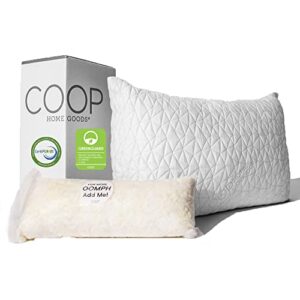 coop home goods original loft pillow queen size bed pillows for sleeping – adjustable cross cut memory foam pillows – medium firm back, stomach and side sleeper pillow – certipur-us/greenguard gold