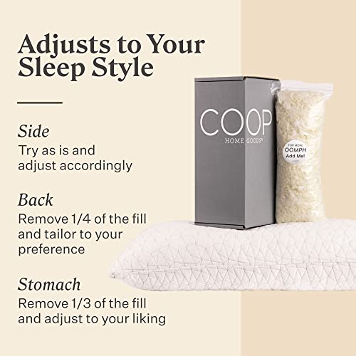 Coop Home Goods Original Loft Pillow Queen Size Bed Pillows for Sleeping - Adjustable Cross Cut Memory Foam Pillows - Medium Firm Back, Stomach and Side Sleeper Pillow - CertiPUR-US/GREENGUARD Gold