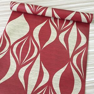 yifely red geometric design furniture paper self-adhesive shelf liner dresser drawer sticker 17.7 inch by 9.8 feet