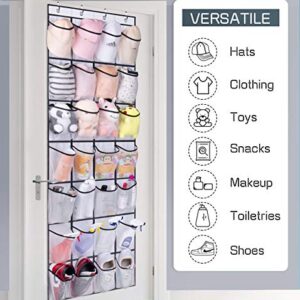 AOODA 28 Large Mesh Pockets Over The Door Shoe Rack, Hanging Shoe Organizer for Closet Hanging Shoe Rack Holder Hanger, White