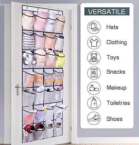 AOODA 28 Large Mesh Pockets Over The Door Shoe Rack, Hanging Shoe Organizer for Closet Hanging Shoe Rack Holder Hanger, White