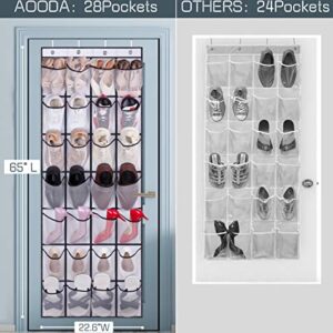 AOODA 28 Large Mesh Pockets Over The Door Shoe Rack, Hanging Shoe Organizer for Closet Hanging Shoe Rack Holder Hanger, White