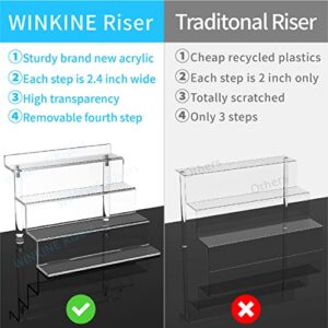 WINKINE Acrylic Riser Display Shelf, 4 Tier Perfume Organizer, Display Riser for Amiibo Funko POP Figures, Tiered Display Stand Small Risers for Display, Acrylic Display for Decoration and Organizer