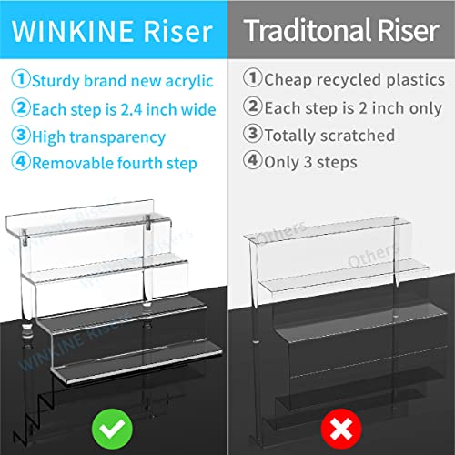 WINKINE Acrylic Riser Display Shelf, 4 Tier Perfume Organizer, Display Riser for Amiibo Funko POP Figures, Tiered Display Stand Small Risers for Display, Acrylic Display for Decoration and Organizer