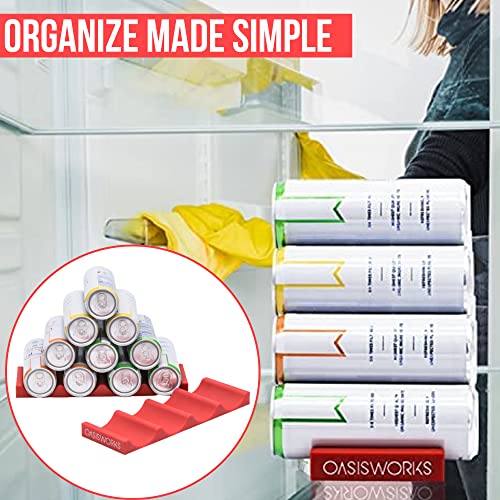 OASISWORKS Silicone Can and Bottle Organizer | Kitchen & Refrigerator Organizer for Beer Cans, Soda Cans, Wine Bottles | Silicone Wine Bottle Rack | 2 Pack