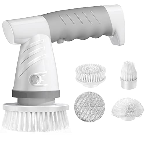 IEZFIX Electric Spin Scrubber, Bathroom Scrubber Rechargeable Shower Scrubber for Cleaning Tub/Tile/Floor/Sink/Window丨Power Scrubber Cordless with 4 Replaceable Cleaning Brush Heads