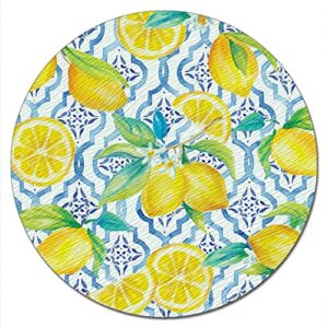 counterart lovely lemons 4mm heat tolerant tempered glass lazy susan turntable 13″ diameter cake plate condiment caddy pizza server
