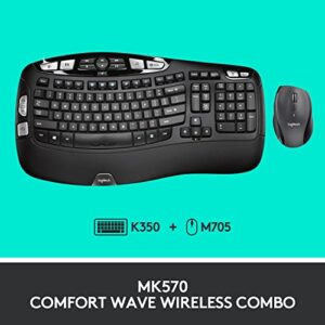 Logitech MK570 Wireless Wave Keyboard and Mouse Combo, Black