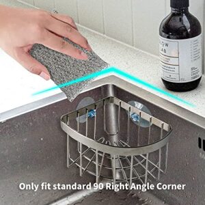 Dveda Sink Caddy, Dish Cloth Hanger Sponge Holder, Save Space Triangle 2-in-1 Sink Caddy, 304 Stainless Steel Corner Kitchen Sink Organizer, No Drilling with 2Pcs Suckers