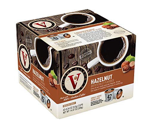 Victor Allen's Coffee Hazelnut Flavored, Medium Roast, 42 Count, Single Serve Coffee Pods for Keurig K-Cup Brewers