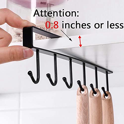 OULLYY 3 Pack 6-Hook Under Cabinet Mug Hanger, Adhesive Cup Holder Coffee Cup Mug Holder for Kitchen, 6 Hooks Tea Mug Holder for Cupboard (3pcs White)