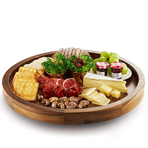 TIDITA 18" Acacia Lazy Susan Organizer for Table - Wooden Lazy Susan Turntable for Cabinet - Kitchen Turntable Storage Food Bins Container for Pantry, Countertop (Acacia Wood)