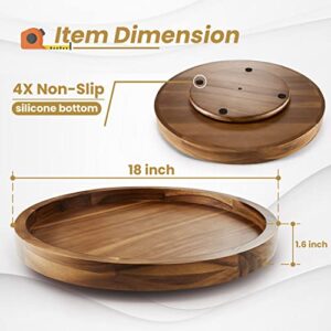 TIDITA 18" Acacia Lazy Susan Organizer for Table - Wooden Lazy Susan Turntable for Cabinet - Kitchen Turntable Storage Food Bins Container for Pantry, Countertop (Acacia Wood)