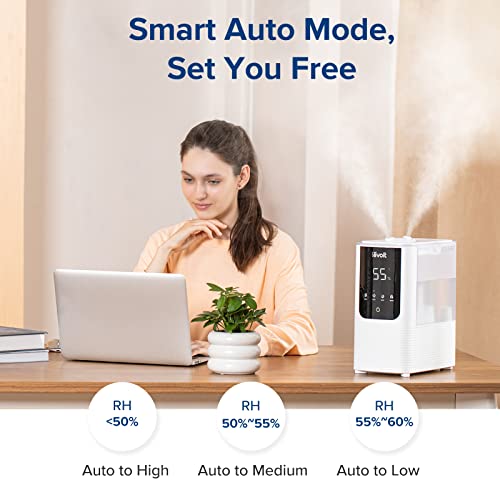 LEVOIT OasisMist Smart Cool and Warm Mist Humidifiers for Bedroom Large Room Home, Auto Customized Humidity, Ultrasonic Top Fill Oil Diffuser for Baby and Plants, Quiet, 4.5L, White