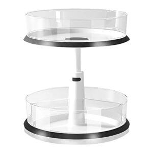 2-tier lazy susan,11 inches turntable organizer,height adjustable rotating cabinet organizer ,non-skid spice rack for kitchen cabinet, countertop, bathroom, makeup