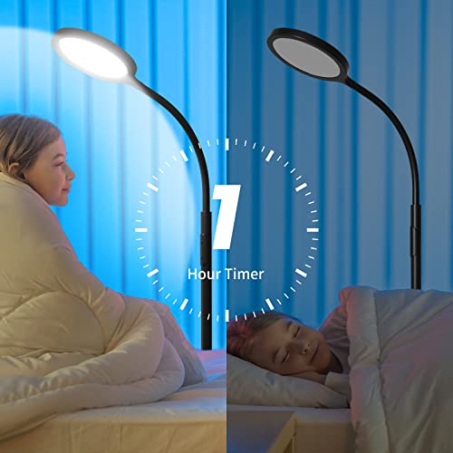 luckystyle Floor Lamp,Super Bright Dimmable Led Floor Lamps for Living Room, Custom Color Temperature Standing Lamp with Remote Push Button, Adjustable Gooseneck Reading Floor Lamp for Bedroom Office