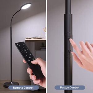 luckystyle Floor Lamp,Super Bright Dimmable Led Floor Lamps for Living Room, Custom Color Temperature Standing Lamp with Remote Push Button, Adjustable Gooseneck Reading Floor Lamp for Bedroom Office