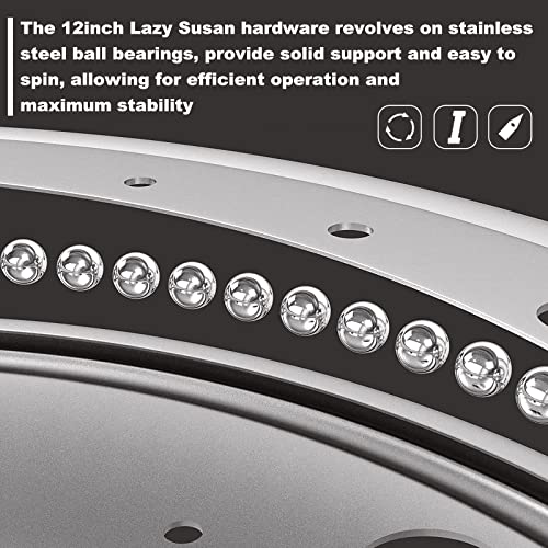 4Pack 12inch Lazy Susan Hardware, 5/16” Thick Turntable Bearings, 1000lbs Rotating Bearing Plate Heavy Duty for Rotating Table, Book Case, Serving Tray,DVD Tower, Corner Shelves, Shoe Rack