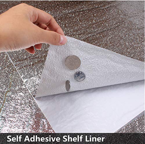 Soqool Adhesive Shelf Liners Kitchen Backsplash Sticker Oil Proof Sticker Waterproof Sticker, Aluminum Foil Sticker for Kitchen Drawer/Cabinets/Countertop 15.7"x78.7"