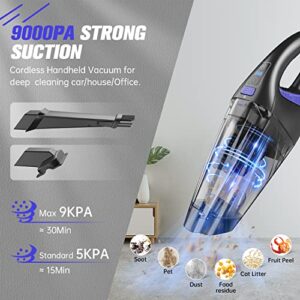 Handheld Vacuum Cordless Upgrade 9000PA, IMINSO Hand Vacuum with LED Light, Rechargeable Car Vacuum Cordless, Hand Held Vacuum Cleaner, Mini Vacuum for Car/Home, Lightweight Portable Vacuum