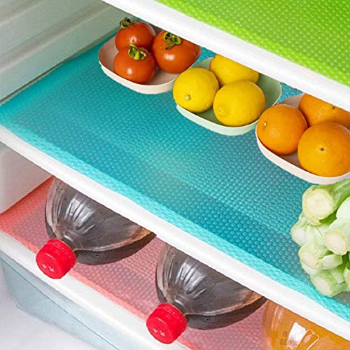 VITCHAL 9 Pcs-17.5''x11.5'' Refrigerator Liners, Drawer Table Mats, Washable Mats Covers Pads, Organization for Top Freezer Glass Shelf Wire Shelving Cupboard Cabinet Drawers [3 Blue+3 Green+3 Pink]