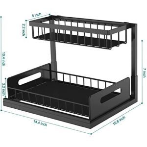 RIRPUAE Under Sink Organizers And Storage, 2 Tier Pull Out Cabinet Organizer Shelf for Bathroom Kitchen, Multi-Purpose Sliding Drawers Baskets