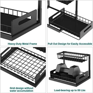 RIRPUAE Under Sink Organizers And Storage, 2 Tier Pull Out Cabinet Organizer Shelf for Bathroom Kitchen, Multi-Purpose Sliding Drawers Baskets