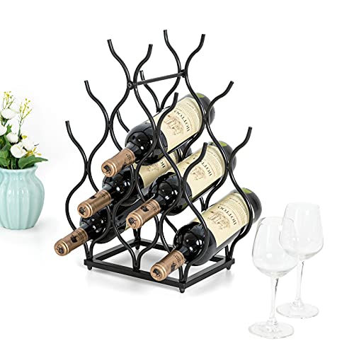 SODUKU Tabletop Wine Rack 11 Wine Bottles Holder Freestanding Countertop Metal Storage Rack for Wine Lovers