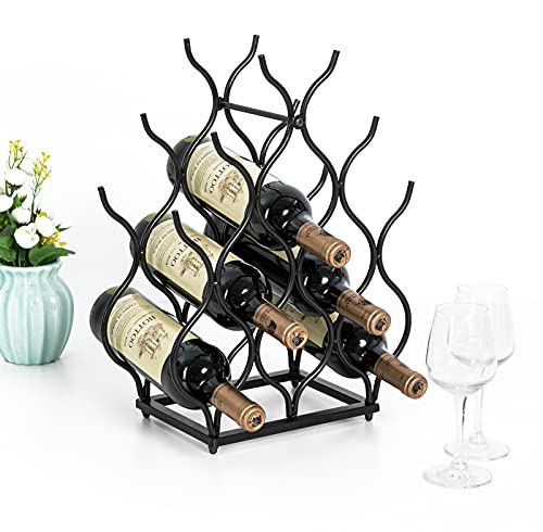 SODUKU Tabletop Wine Rack 11 Wine Bottles Holder Freestanding Countertop Metal Storage Rack for Wine Lovers