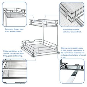 Under Sink Organizer and Storage, Auledio Under the Sink Organizer Pull Out Cabinet Organizer, 2 Tier Under Cabinet Storage Chrome Cabinet Pull Out Shelves for Kitchen, Bathroom