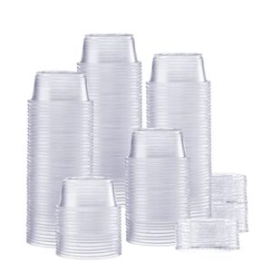 Comfy Package [200 Sets - 2 oz.] Plastic Disposable Portion Cups with Lids, Souffle Cups, Jello Cups