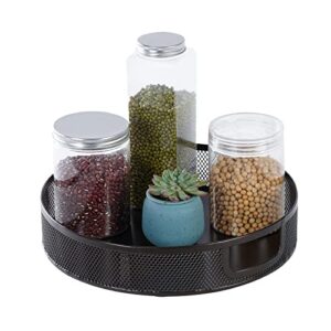 SETTFRFE Lazy Susan Organizer 11 Inches,Metal Mesh Turntable Organizer for Bathroom,Kitchen Countertop,Cabinet,Pantry,Refrigerator, Brown