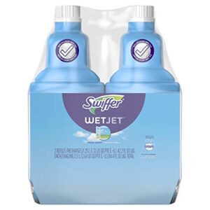 swiffer wetjet hardwood floor mopping and cleaning solution refills, all purpose cleaning product, open window fresh scent, 42.2 fl oz (pack of 2)