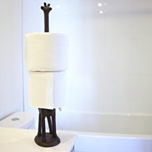 Kalalou CXX2053 Standing Cast Iron Giraffe Decorative Paper Towel Holder Stand, One Size, Brown