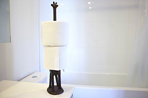 Kalalou CXX2053 Standing Cast Iron Giraffe Decorative Paper Towel Holder Stand, One Size, Brown