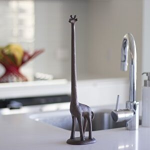 Kalalou CXX2053 Standing Cast Iron Giraffe Decorative Paper Towel Holder Stand, One Size, Brown
