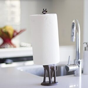 Kalalou CXX2053 Standing Cast Iron Giraffe Decorative Paper Towel Holder Stand, One Size, Brown