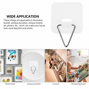 DOITOOL 50pcs Adhesive Plate Hanger, Self Adhesive Wall Plate Hanger, Sticky Wall Hooks, Plate Holders for Home Bathroom Kitchen Office (2.5X2.5CM)