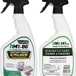 RMR Brands Complete Mold Killer & Stain Remover Bundle - Mold and Mildew Prevention Kit, Disinfectant Spray, Mold and Mildew Stain Remover, Includes 2 - 32 Ounce Bottles