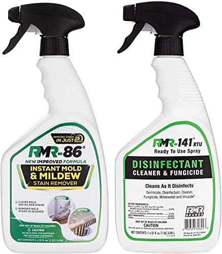 RMR Brands Complete Mold Killer & Stain Remover Bundle - Mold and Mildew Prevention Kit, Disinfectant Spray, Mold and Mildew Stain Remover, Includes 2 - 32 Ounce Bottles