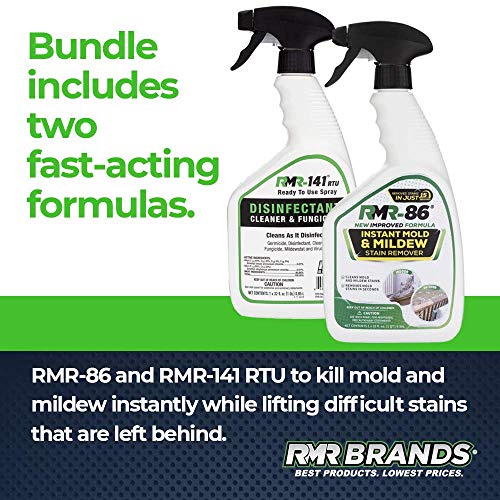 RMR Brands Complete Mold Killer & Stain Remover Bundle - Mold and Mildew Prevention Kit, Disinfectant Spray, Mold and Mildew Stain Remover, Includes 2 - 32 Ounce Bottles