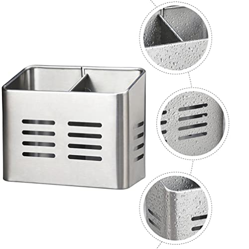 Hemoton Chopstick Utensil Holder Stainless Steel Cutlery Storage Holder Spoon Straw Basket Kitchen Container Kitchen Display Organizer For Kitchen Countertop Silver