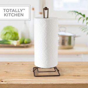 Totally Kitchen Premium Metal Paper Towel Holder | Easy Tear Standing Paper Towel Dispenser | Durable Metal Design | Accommodates All Roll Sizes | Oil Rubbed Bronze