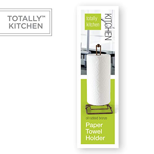 Totally Kitchen Premium Metal Paper Towel Holder | Easy Tear Standing Paper Towel Dispenser | Durable Metal Design | Accommodates All Roll Sizes | Oil Rubbed Bronze