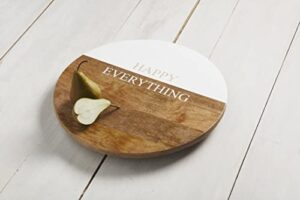 mud pie happy everything wooden lazy susan, 16 1/2″ dia, brown/white