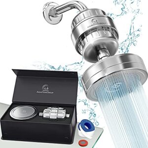 AquaHomeGroup Luxury Filtered Shower Head Set 20 Stage Shower Filter for Hard Water Removes Chlorine and Harmful Substances - Showerhead Filter High Output