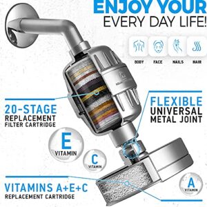 AquaHomeGroup Luxury Filtered Shower Head Set 20 Stage Shower Filter for Hard Water Removes Chlorine and Harmful Substances - Showerhead Filter High Output