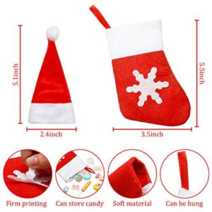 40 Pieces Christmas Santa Hats Silverware Holders Tableware Holders Santa Claus Flatware Holder Christmas Socks Decorations Dinner Table Decorations Party Supplies